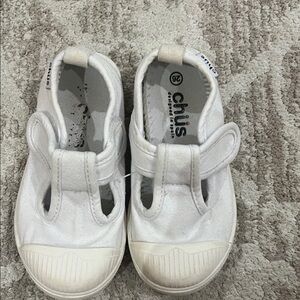 Chus White Kids Canvas Strap Shoes